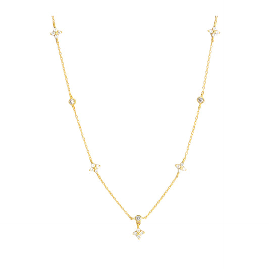 Ahmbry's womens diamond flower necklace (pure gold/white gold)